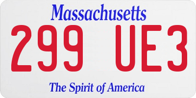 MA license plate 299UE3