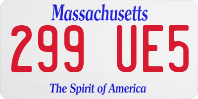 MA license plate 299UE5