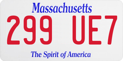 MA license plate 299UE7