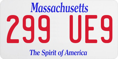 MA license plate 299UE9