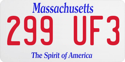 MA license plate 299UF3