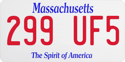 MA license plate 299UF5