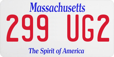 MA license plate 299UG2