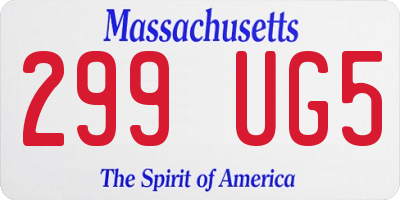 MA license plate 299UG5