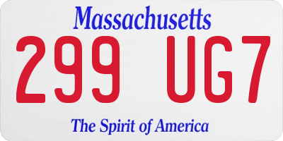 MA license plate 299UG7