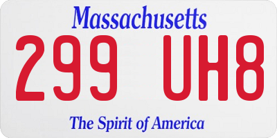 MA license plate 299UH8
