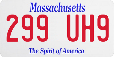 MA license plate 299UH9