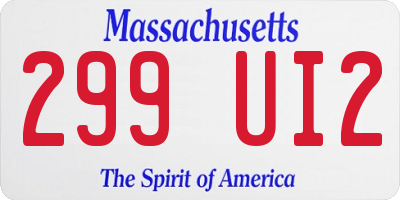 MA license plate 299UI2