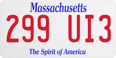 MA license plate 299UI3