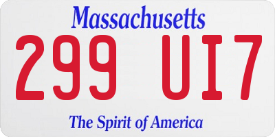 MA license plate 299UI7