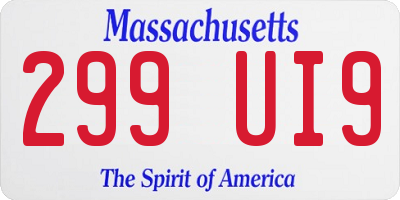 MA license plate 299UI9
