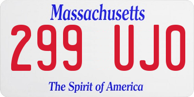 MA license plate 299UJ0
