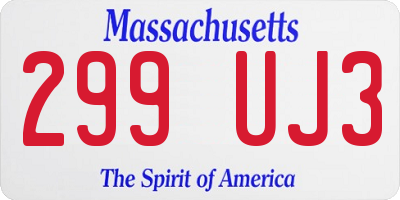 MA license plate 299UJ3