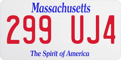 MA license plate 299UJ4
