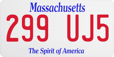 MA license plate 299UJ5