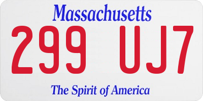 MA license plate 299UJ7