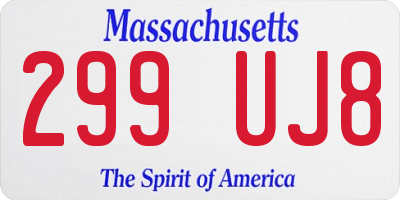 MA license plate 299UJ8
