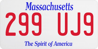 MA license plate 299UJ9