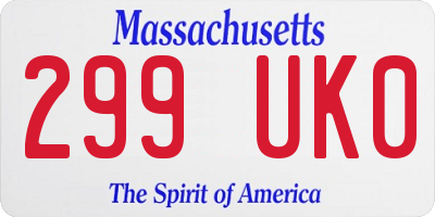 MA license plate 299UK0