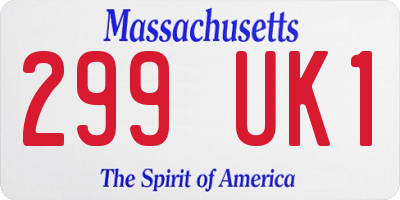 MA license plate 299UK1