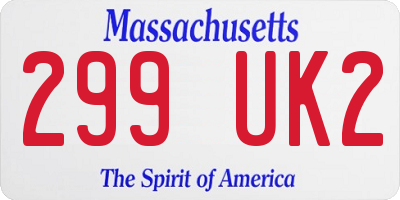 MA license plate 299UK2