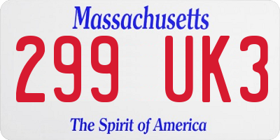 MA license plate 299UK3