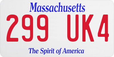 MA license plate 299UK4