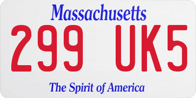 MA license plate 299UK5
