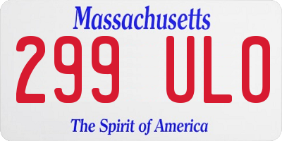 MA license plate 299UL0