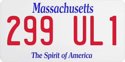 MA license plate 299UL1