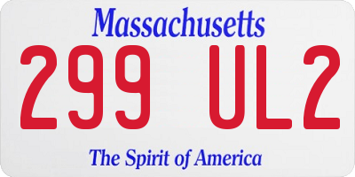 MA license plate 299UL2