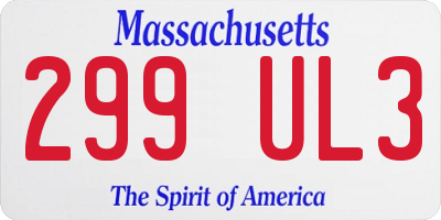 MA license plate 299UL3
