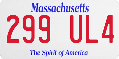 MA license plate 299UL4
