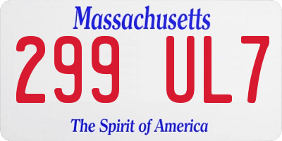 MA license plate 299UL7