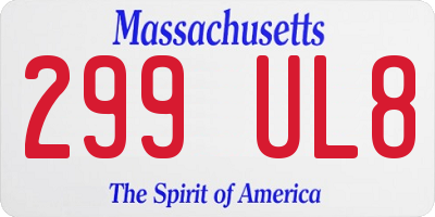 MA license plate 299UL8