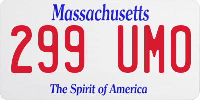 MA license plate 299UM0