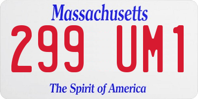 MA license plate 299UM1