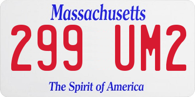MA license plate 299UM2