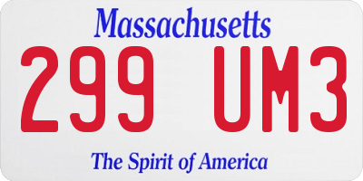 MA license plate 299UM3