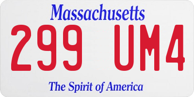 MA license plate 299UM4