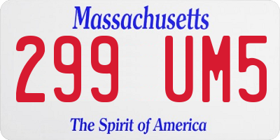 MA license plate 299UM5