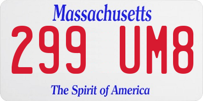 MA license plate 299UM8