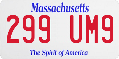 MA license plate 299UM9