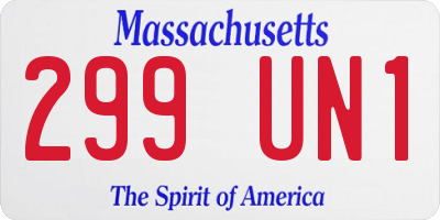 MA license plate 299UN1