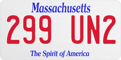 MA license plate 299UN2