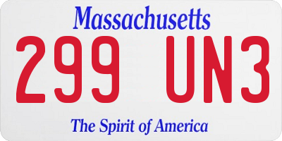 MA license plate 299UN3