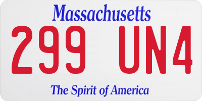 MA license plate 299UN4