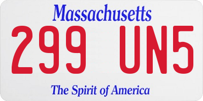 MA license plate 299UN5