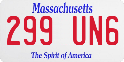 MA license plate 299UN6