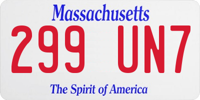 MA license plate 299UN7